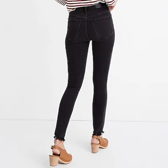 $135 Madewell 10” High Rise Skinny Jeans Black/Gray - Picture 3 of 8